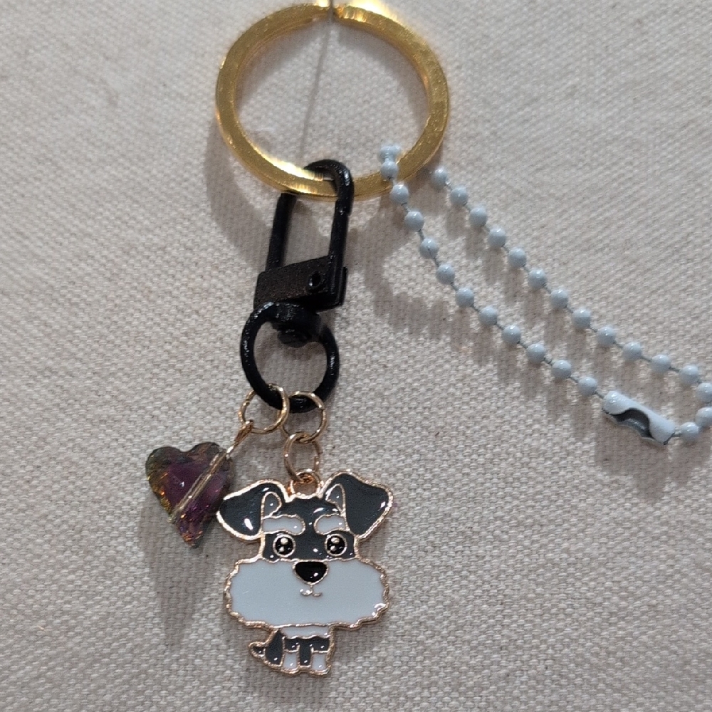 Handmade Kawaii Schnauzer Keychain – Customizable with Name or Word
